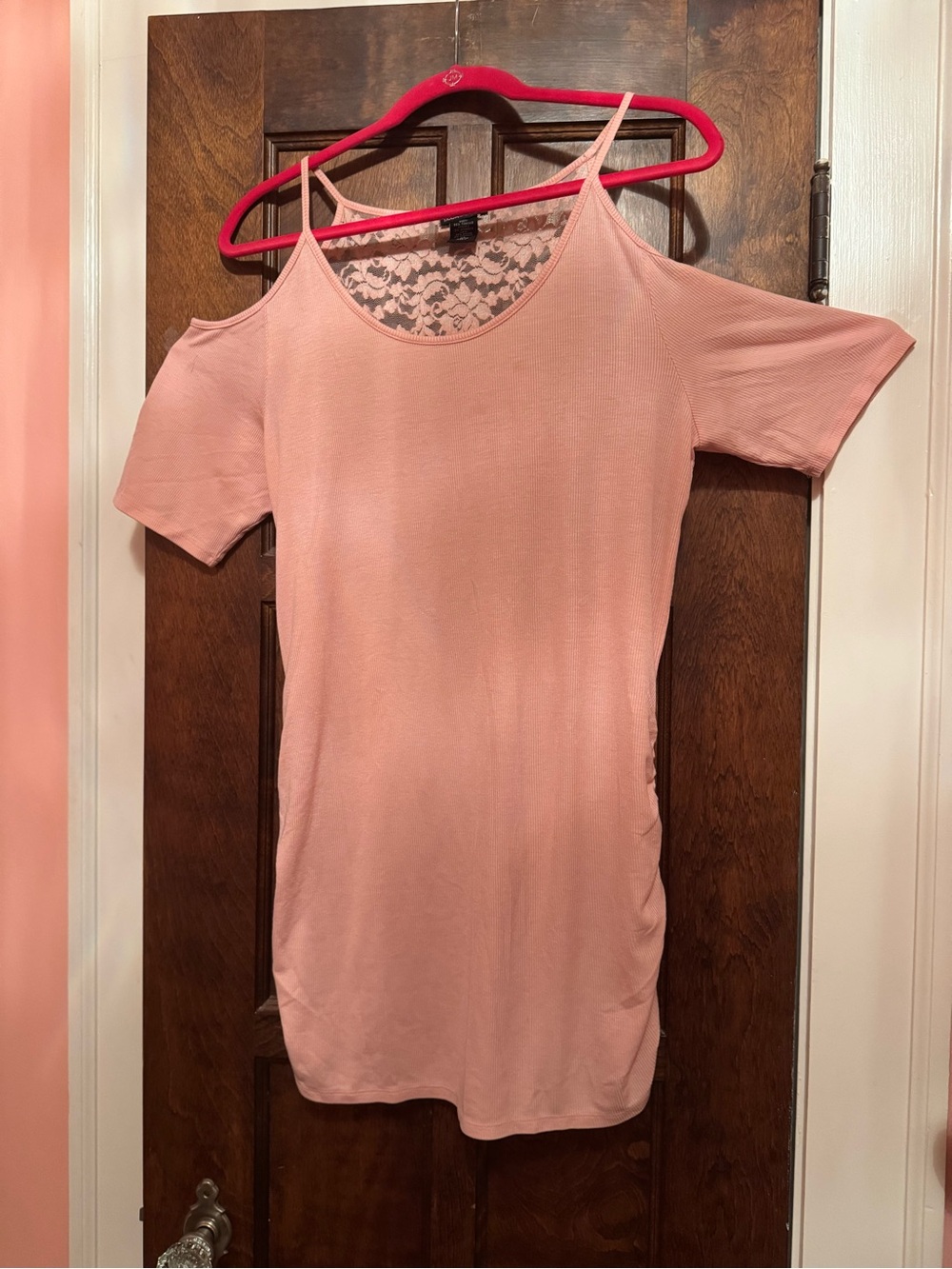 Moda International Pink Lace Cold-Shoulder Tunic